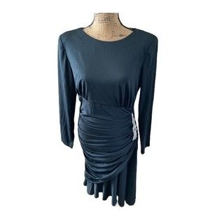 Vintage Bo-Art Shoulder Padded Black Evening Dress